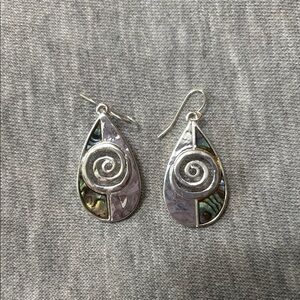 Silver and Abalone Teardrop Earrings